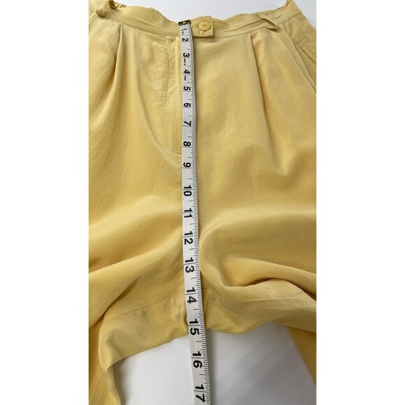 Spring Soft Butter Yellow Silk Pleated High Waisted Pants Womens Pants 26 x 29 - Picture 12 of 16
